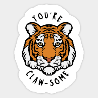 Tiger Animal Puns Claw-some Sticker